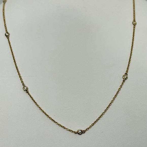 Piero Milano 18k Gold 7-Station Bezel 20” Necklace- Hand Crafted in Italy - Picture 1 of 7